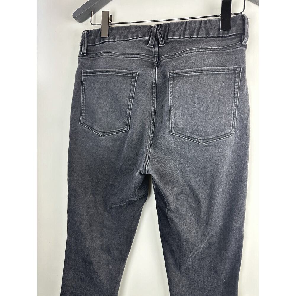 Good American Good Waist Ripped High Waist Crop Jeans Distressed Black Size 14 - Picture 10 of 12